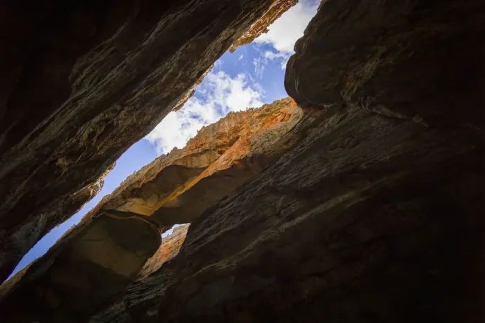 Framed Print : Scenic view looking straight up from Wolfberg Cracks, Cederberg Wilderness Area, Western Cape Province, South Africa Framed Print : Scenic view looking straight up from Wolfberg Cracks, Cederberg Wilderness Area, Western Cape Province, South Africa