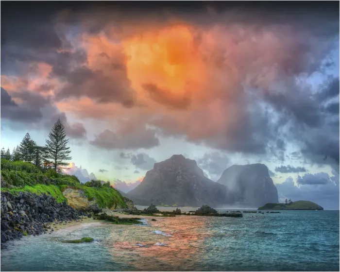 Framed Print : Scenically beautiful and a world heritage designated location, Lord Howe Island lies between the South Pacific ocean and the Tasman sea off the coast of New South Wales, Australia Framed Print : Scenically beautiful and a world heritage designated location, Lord Howe Island lies between the South Pacific ocean and the Tasman sea off the coast of New South Wales, Australia