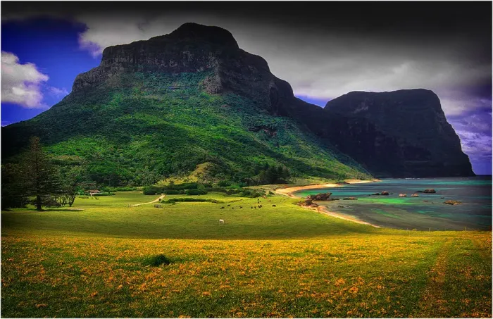 Framed Print : Scenically beautiful and a world heritage designated location, Lord Howe Island lies between the South Pacific ocean and the Tasman sea off the coast of New South Wales, Australia Framed Print : Scenically beautiful and a world heritage designated location, Lord Howe Island lies between the South Pacific ocean and the Tasman sea off the coast of New South Wales, Australia