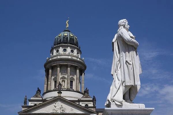 Schiller Monument and French Cathedral, Gendarmenmarkt square, Berlin, Germany