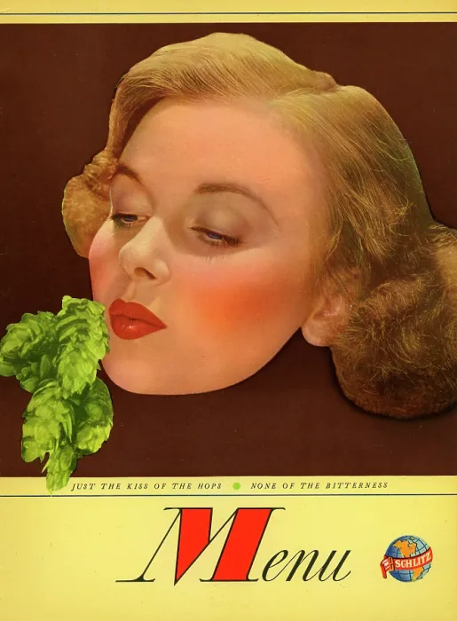 Framed Print : Schlitz. USA - 1951: A menu for Schlitz reads 'Menu' from 1951 in USA Framed Print : Schlitz. USA - 1951: A menu for Schlitz reads 'Menu' from 1951 in USA