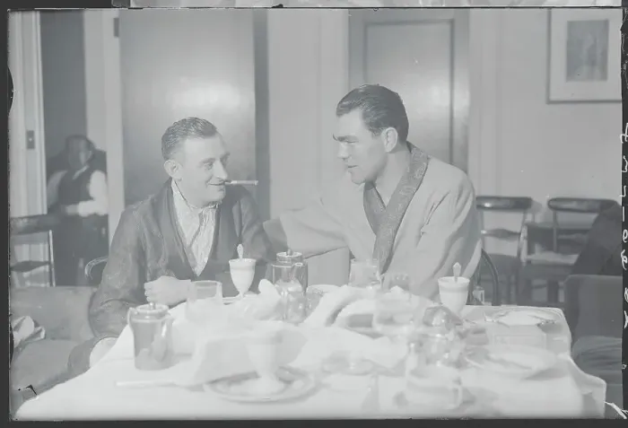Framed Print : Schmeling, Right, Enjoying Dinner With His Manager Framed Print : Schmeling, Right, Enjoying Dinner With His Manager