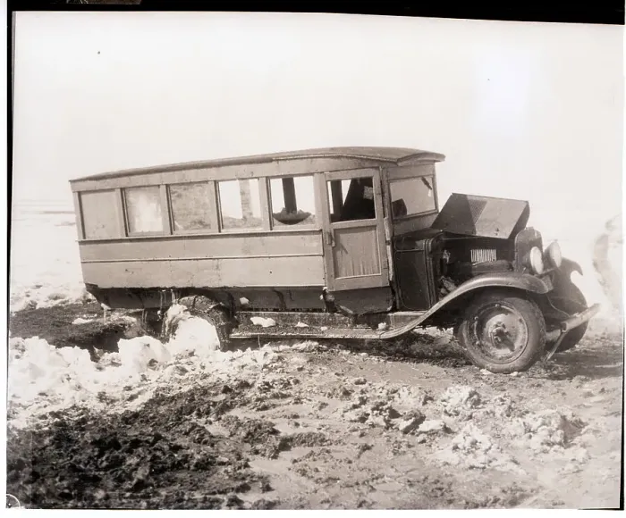 Framed Print : School Bus After Being Stuck in Blizzard Framed Print : School Bus After Being Stuck in Blizzard