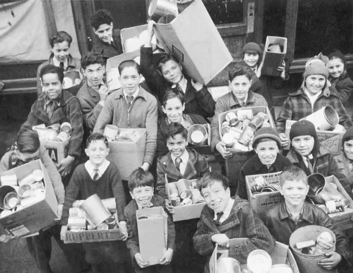 Framed Print : School Children Collecting Tin Cans Framed Print : School Children Collecting Tin Cans
