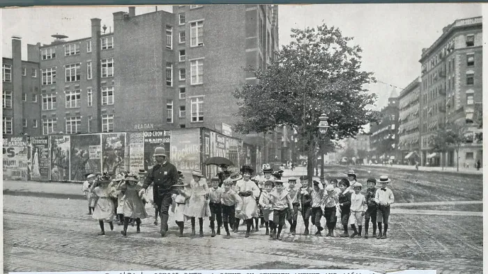 Framed Print : School Children Crossing Street Framed Print : School Children Crossing Street