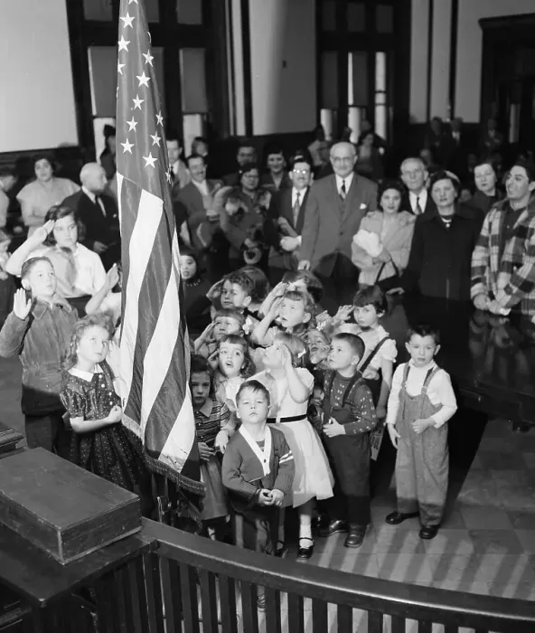 Framed Print : School Children Saluting the Flag Framed Print : School Children Saluting the Flag