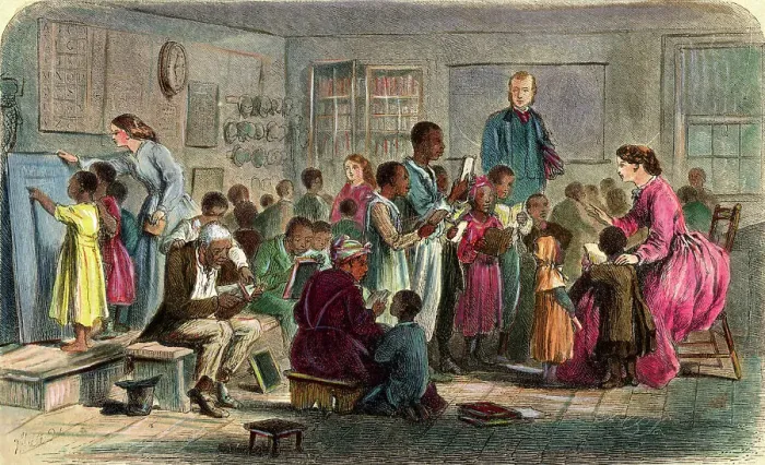 Framed Print : School For Freed Slaves During Civil War Framed Print : School For Freed Slaves During Civil War