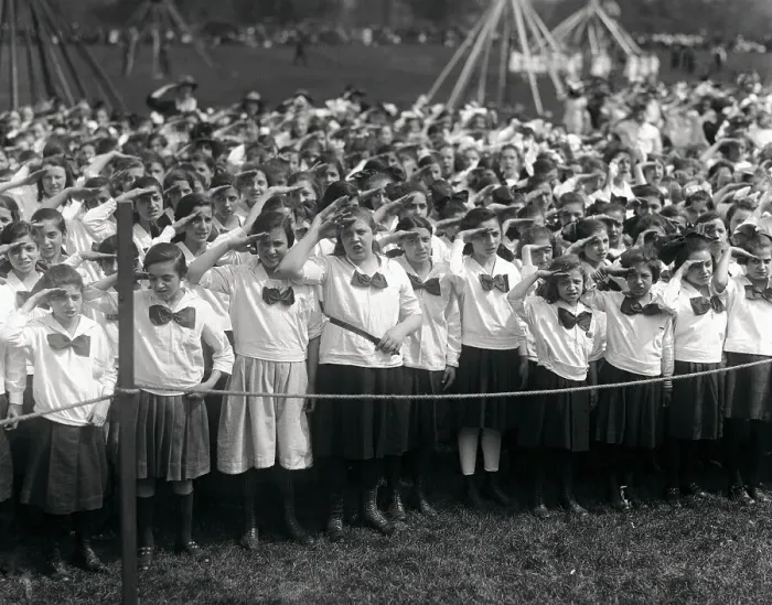 Framed Print : School Girls Pledging Allegiance to the Flag Framed Print : School Girls Pledging Allegiance to the Flag