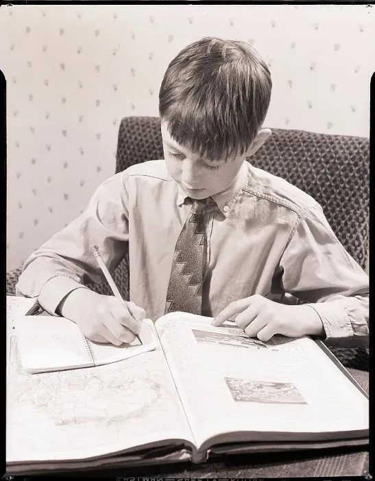 Framed Print : Schoolboy Writing Framed Print : Schoolboy Writing