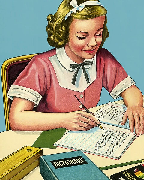 Schoolgirl Doing Homework