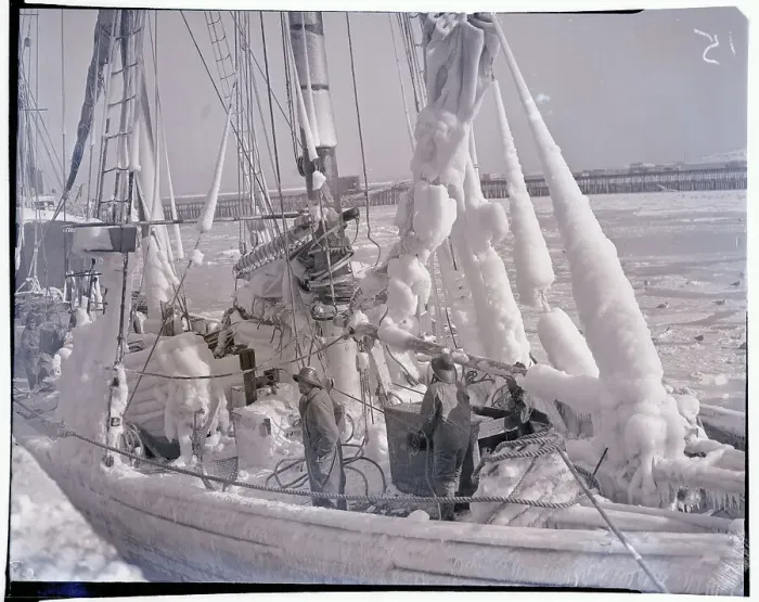 Framed Print : A Schooner Covered in Ice Framed Print : A Schooner Covered in Ice