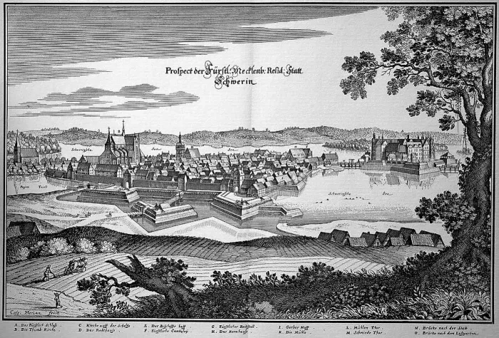 Framed Print : Schwerin in the Middle Ages, Mecklenburg-Western Pomerania, Germany, Historical, digital reproduction of an original from the 19th century, original date unknown Framed Print : Schwerin in the Middle Ages, Mecklenburg-Western Pomerania, Germany, Historical, digital reproduction of an original from the 19th century, original date unknown