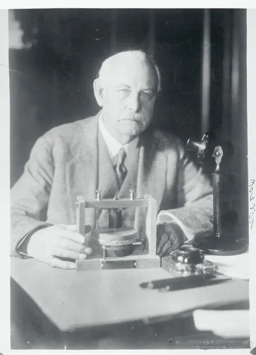 Framed Print : Scientist Charles J. Bell Working with Equipment Framed Print : Scientist Charles J. Bell Working with Equipment