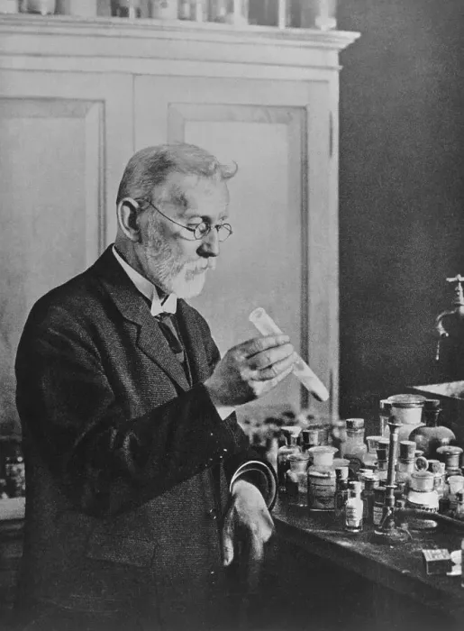 Framed Print : Scientist Paul Ehrlich Holding Test Tube