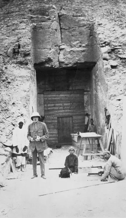 Framed Print : Scientist Standing in Front of Tomb Framed Print : Scientist Standing in Front of Tomb