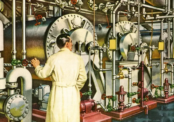 Framed Print : Scientist Working in a Factory Framed Print : Scientist Working in a Factory