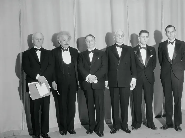 Framed Print : Scientists Posing in Tuxedos Framed Print : Scientists Posing in Tuxedos