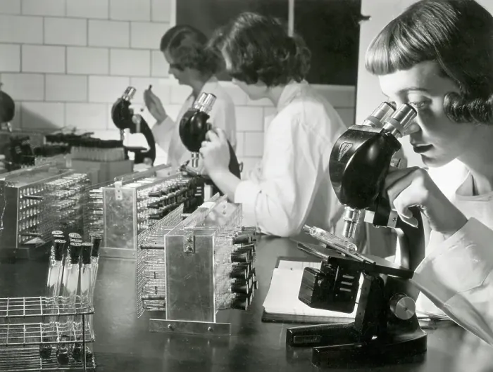Framed Print : Scientists Studying Polio Vaccine Framed Print : Scientists Studying Polio Vaccine