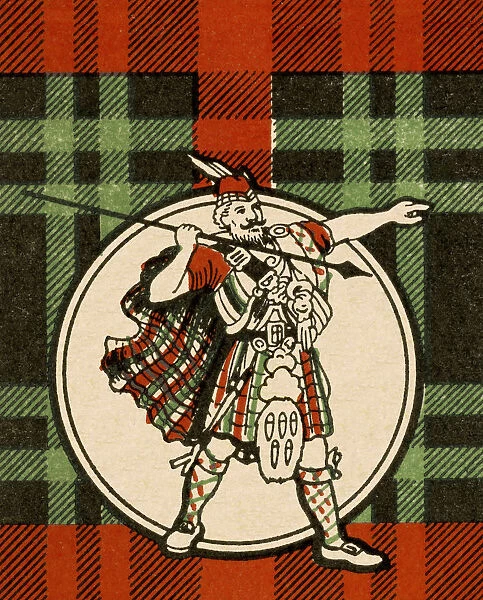 Scotsman Holding Spear and Pointing