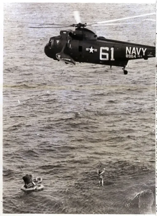 Framed Print : Scott Carpenter Hoisted into Helicopter Framed Print : Scott Carpenter Hoisted into Helicopter