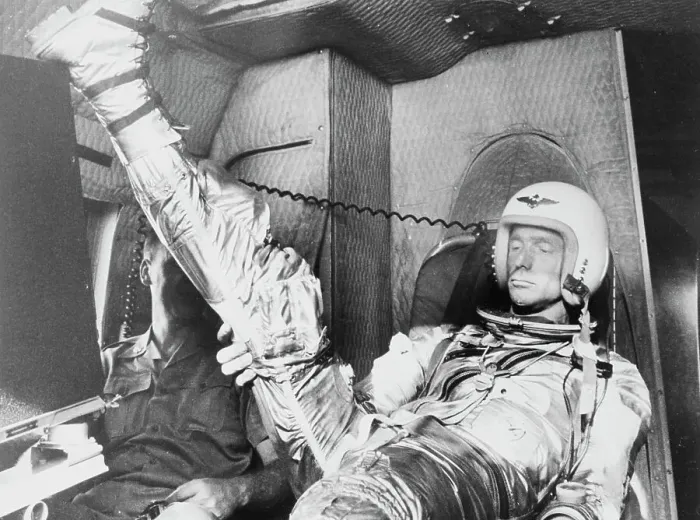 Framed Print : Scott Carpenter Stretching His Leg Framed Print : Scott Carpenter Stretching His Leg