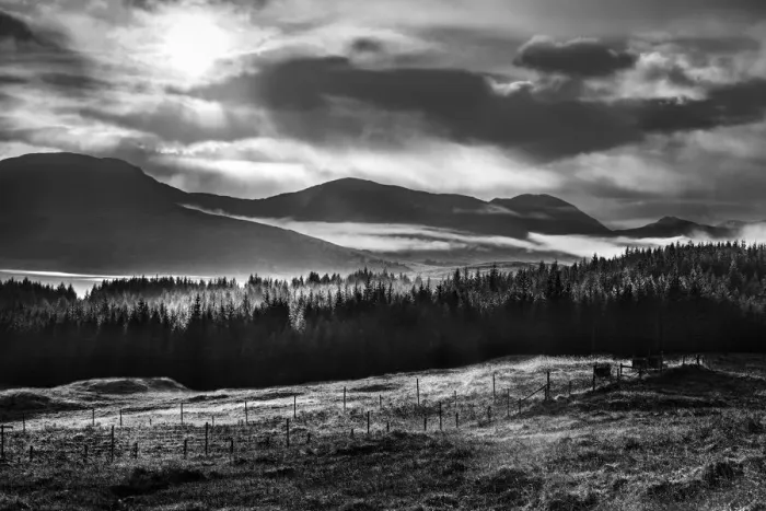 Framed Print : Scottish Highlands in Black in White #2 Framed Print : Scottish Highlands in Black in White #2