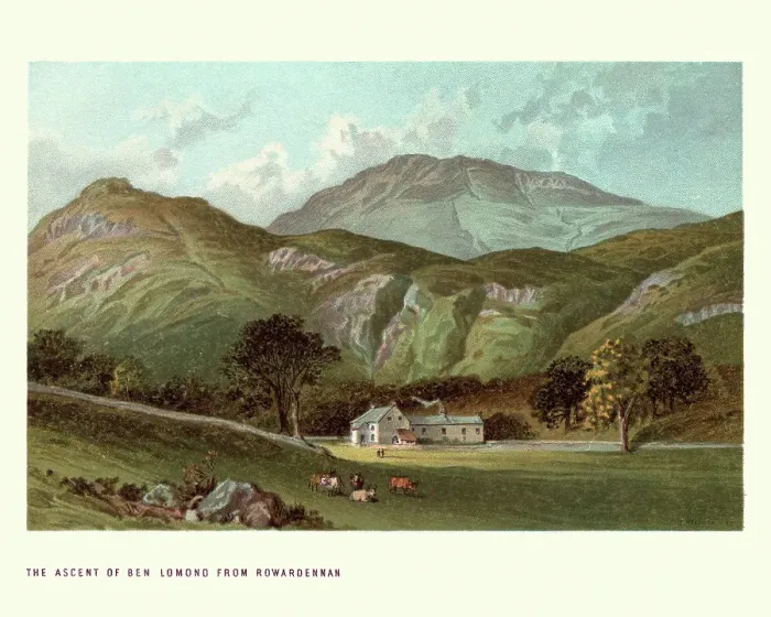 Framed Print : Scottish landscape, Ascent of Ben Lomond from Rowardennan, 19th Century Framed Print : Scottish landscape, Ascent of Ben Lomond from Rowardennan, 19th Century