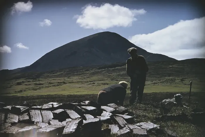 Framed Print : Scottish Peat Cutters