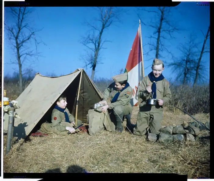 Framed Print : Scouts in and Around Tent Framed Print : Scouts in and Around Tent
