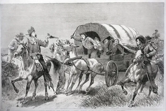 Framed Print : Us Scouts Turning Back Invaders; Wagons Framed Print : Us Scouts Turning Back Invaders; Wagons