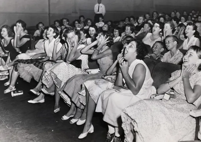 Framed Print : Screaming Elvis Fans in Theater Framed Print : Screaming Elvis Fans in Theater