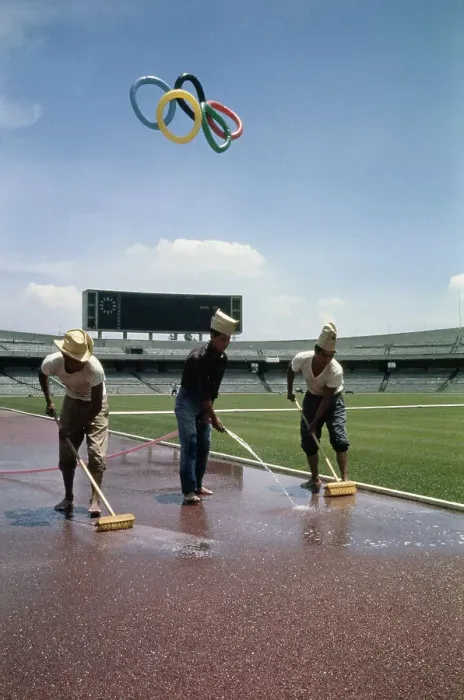 Framed Print : Scrubbing The Olympic Running Track Framed Print : Scrubbing The Olympic Running Track