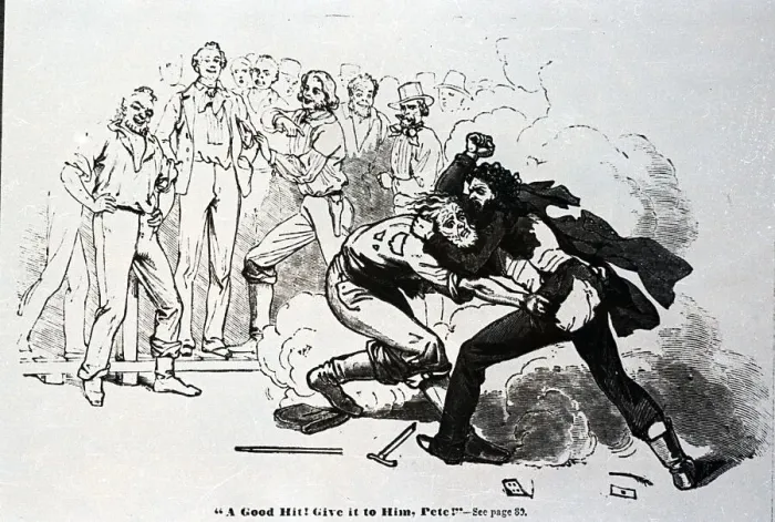 Framed Print : Scuffle In California Mining Camp Framed Print : Scuffle In California Mining Camp