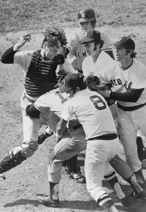 Framed Print : Scuffle Between Yankee and Red Sox Players