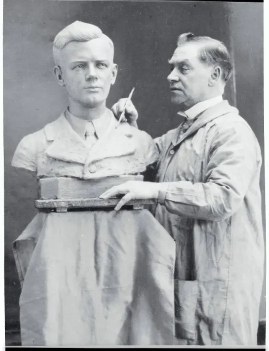 Framed Print : Sculptor Making Bust of Charles Lindbergh as Gift Framed Print : Sculptor Making Bust of Charles Lindbergh as Gift