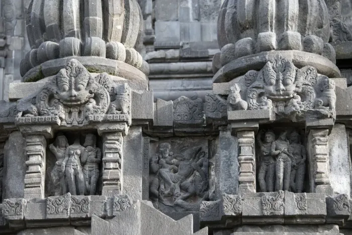 Framed Print : Detail of sculptural decorations, Prambanan temple compound, Java, Indonesia Framed Print : Detail of sculptural decorations, Prambanan temple compound, Java, Indonesia