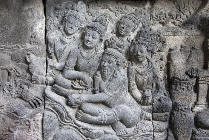Framed Print : Detail of sculptural decorations, Prambanan temple compound, Java, Indonesia Framed Print : Detail of sculptural decorations, Prambanan temple compound, Java, Indonesia