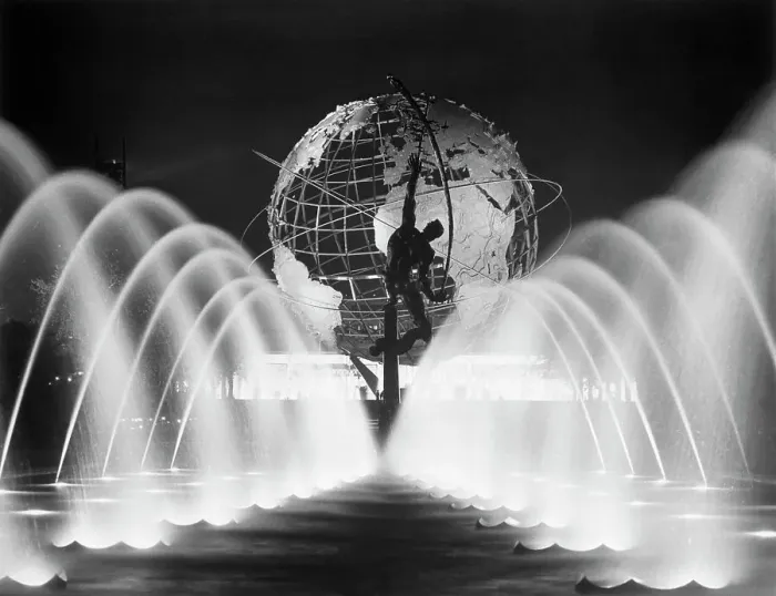 Framed Print : Sculpture, Fountains, and Unisphere at the 1964 World's Fair