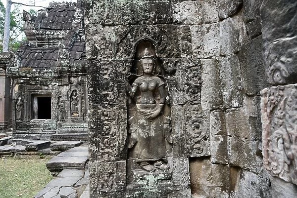 Sculpture inside Banteay Kdei temple Angkor Cambodia