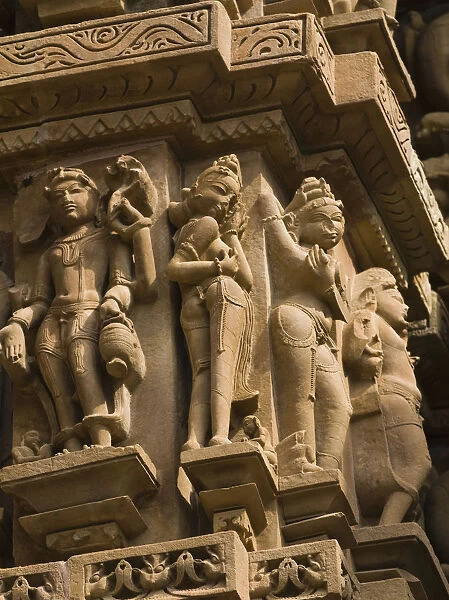 Sculptures on a temple, Lakshmana Temple, Khajuraho, Chhatarpur District, Madhya Pradesh, India