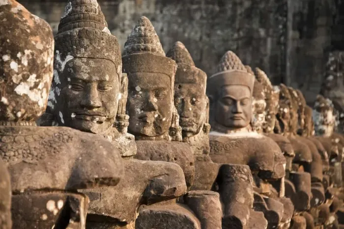 Framed Print : Sculptures At The Way to Angkor Thom Entrance Gate, Siem Reap, Cambodia Framed Print : Sculptures At The Way to Angkor Thom Entrance Gate, Siem Reap, Cambodia