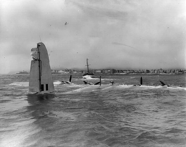 Sea Crash. 4th June 1955: A four-engined Sunderland aircraft which crashed