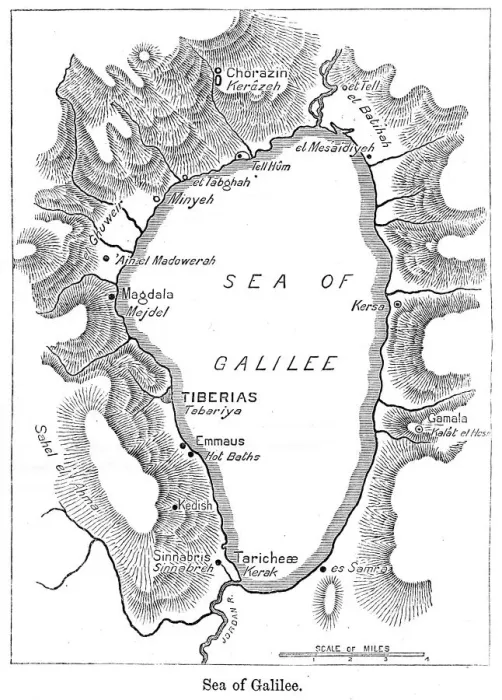 Framed Print : Sea of Galilei map 1884 Framed Print : Sea of Galilei map 1884