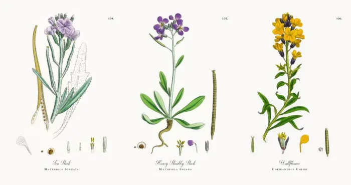Framed Print : Sea Stock, Matthiola Sinuata, Victorian Botanical Illustration, 1863 Framed Print : Sea Stock, Matthiola Sinuata, Victorian Botanical Illustration, 1863