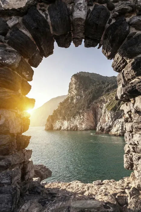 Framed Print : Sea viewed through arch, Portovenere, Cinque Terre, Liguria, Italy Framed Print : Sea viewed through arch, Portovenere, Cinque Terre, Liguria, Italy