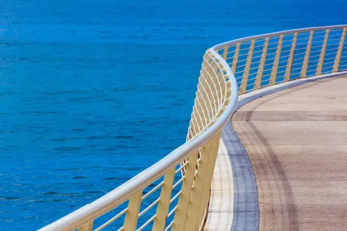 Framed Print : Sea with with white bannister, abstract seascape Framed Print : Sea with with white bannister, abstract seascape