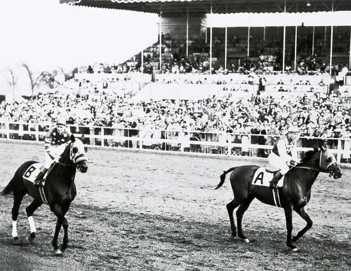 Framed Print : Seabiscuit and Ligaroti at Del Mar Framed Print : Seabiscuit and Ligaroti at Del Mar