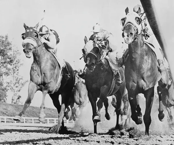 Seabiscuit Racing in Santa Anita Handicap Print Art Prints - Main Image