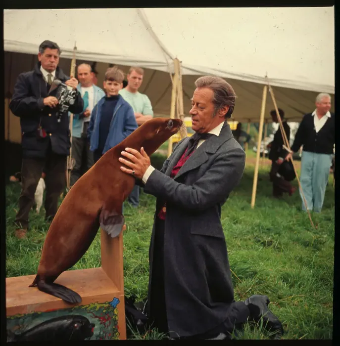 Framed Print : Seal Nipping at Actor Rex Harrison's Nose Framed Print : Seal Nipping at Actor Rex Harrison's Nose