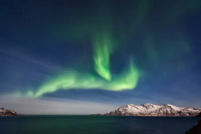 Framed Print : The Seals. Northern Lights (Aurora Borealis) over GrotfjAŝrd, KvalAŝya (lit Framed Print : The Seals. Northern Lights (Aurora Borealis) over GrotfjAŝrd, KvalAŝya (lit